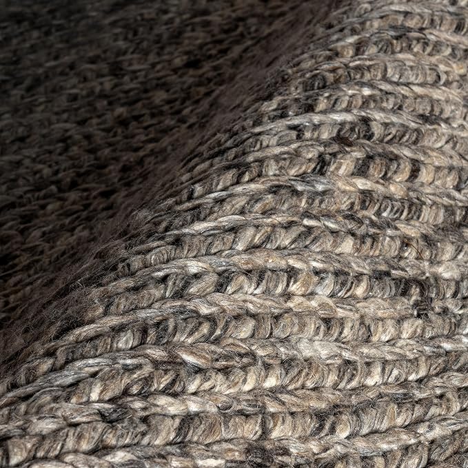 Nuloom Penelope Grey/Brown, 6' x 9', Hand-Braided, Wool & Cotton, Soft and Textured, High Traffic, Stain Resistant, Easy Clean, Durable Area Rug for Bedroom, Living Room, Dining, Foyer, Entryway