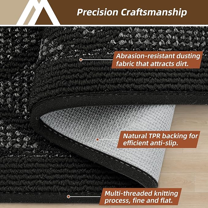 COSY HOMEER Non-Slip Door Mat 32"x48", Entryway Rugs Low Profile Absorbent Dirt Trapper Doormat for Front Entrance, Washable Polypropylene Entry Mat (Black)