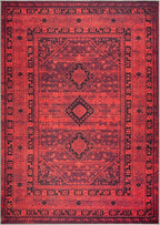 Bloom Rugs Washable Non-Slip 10x14 Rug - Red Traditional Bordered Area Rug for Living Room, Bedroom, Dining Room, and Kitchen - Exact Size: 10' x 14'