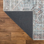 Bloom Rugs Washable Non-Slip 10 ft Runner - Light Pink/Light Blue Traditional Medallion Runner for Entryway, Hallway, Bathroom, and Kitchen - Exact Size: 2.5' x 10'