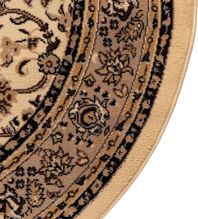 Unique Loom Sialk Hill Collection Area Rug - Washington (5' 3" x 8' Oval Ivory/Black)