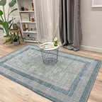 Alfa Rich 3x5 Light Blue Washable Area Rugs for Living Room Bedroom Kitchen Cotton Decor Runner Rug