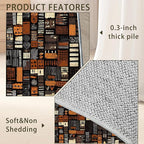 African Style Brown Orange Area Rug for Living Room, Non-Slip Backing Low Pile Modern Abstract Rug for Indoor Use, 5x7 Washable Carpet