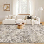 Nakagishi 10x14 Area Rugs Living Room: Washable Abstract Large Neutral Soft Rug Stain Resistant Modern Indoor Floor Non-Slip Carpet for Bedroom Nursery Playroom Office Dining Room Dorm- Brown Grey