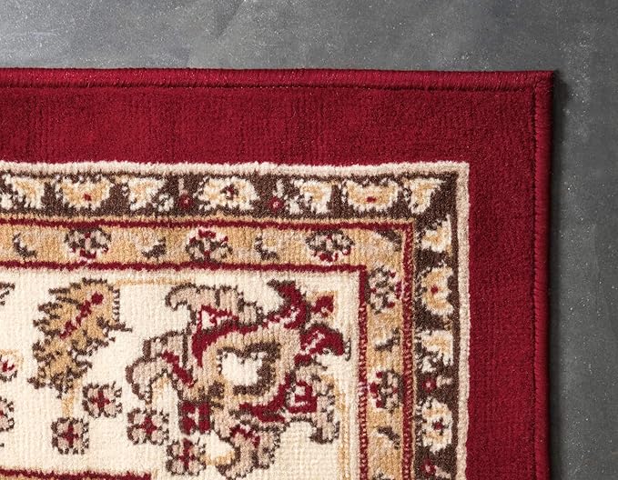 Unique Loom Sialk Hill Collection Area Rug - Washington (9' x 12' Rectangle Burgundy/Cream)