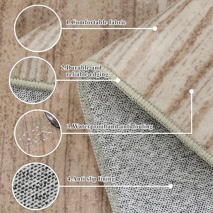 HelloTree 2x3 Entryway Rug, Indoor Small Machine Washable Area Rug Non Slip Backing Home Decor Floor Decoration Mat Boho Rugs for Entrance Kids Room Bedside Bedroom Carpet-Pink&Khaki