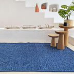 Alfa Rich 4x6 Dark Blue Washable Area Rugs for Living Room Bedroom Kitchen Cotton Decor Solid Rug