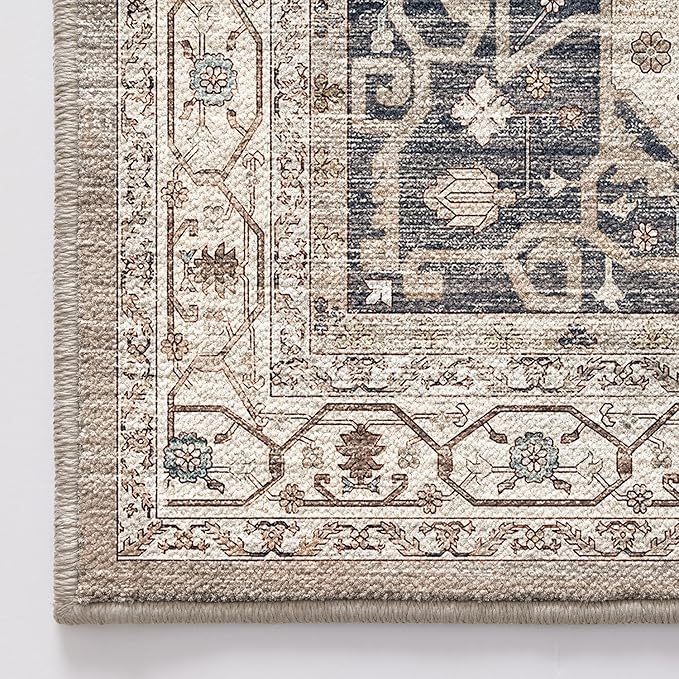 LUMI 10x14 Washable Area Rug for Living Room, Ultra Soft Traditional Rugs Non Slip with Rubber Backing, Low Profile, High Traffic, Stain Resistant Carpets, Ideal for Bedroom, Dining Room, Indoor