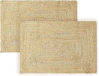 REDEARTH · Rectangular Area Rug - 2'x3' Braided Natural Jute with Non-Skid Backing - Handwoven Boho Rug for Bedroom, Kitchen, Living Room - Aesthetic Home Decor - Durable Handmade Rug, Set of 2
