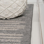 JONATHAN Y Khalil Modern Berber Stripe Gray/Cream Runner Rug, 2x8, Contemporary, Bohemian, Easy-Cleaning for Living Room, Bedroom, Kitchen, Pet Friendly, Non-Shedding (MOH207G-28)