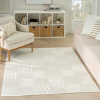 Nourison Home Textured Home Ivory 5'3" x 7' Area Rug - Easy Clean, Non Shedding, Bed Room, Living Room, Dining Room, Kitchen (5' x 7')