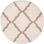 SAFAVIEH Dallas Shag Collection Area Rug - 6' Round, Ivory & Beige, Trellis Design, Non-Shedding & Easy Care, 1.5-inch Thick Ideal for High Traffic Areas in Living Room, Bedroom (SGD257B)