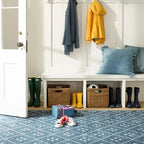 Dash and Albert Kota Machine Washable Area Rug - 6' x 9' Indigo - Diamond Accent Rug - Anti-Slip Backing, Lightweight, Machine Washable, High Traffic Areas Kitchen, Mudroom, Laundry Room