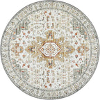 Moynesa Ultra-Thin Washable Round Rug - 6ft Large Living Room Circle Area Rugs, Vintage Dining Room Mat Stain Resistant Nursery Carpet for Bedroom Mudroom Kitchen Apartment Home Office