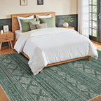 Nakagishi 8X10 Area Rugs Living Room: Washable Boho Large Neutral Modern Soft Farmhouse Green Rug Stain Resistant Indoor Floor Non-Slip Carpet for Women Home Enthusiasts Aged 25-45 - Bedroom Room