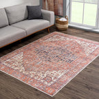 Bloom Rugs Washable 6' x 9' Rug - Red/Orange/Beige Traditional Area Rug for Living Room, Bedroom, Dining Room, and Kitchen - Exact Size: 6' x 9'
