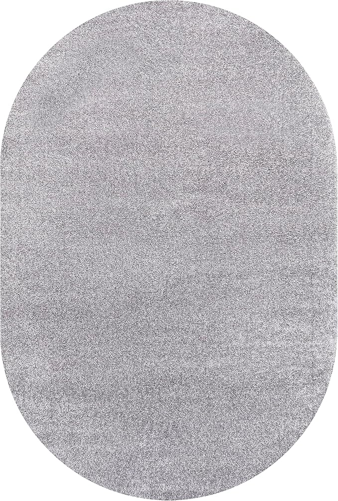 Eyely UES100A-5OV Supersoft Haze Solid Low-Pile Indoor Area Rug, Coastal, Bohemian, Minimalist, Classic, Casual for Bedroom,Kitchen,Living Room,Non Shedding,Easy-Washing, Gray, 5 X 8 Oval