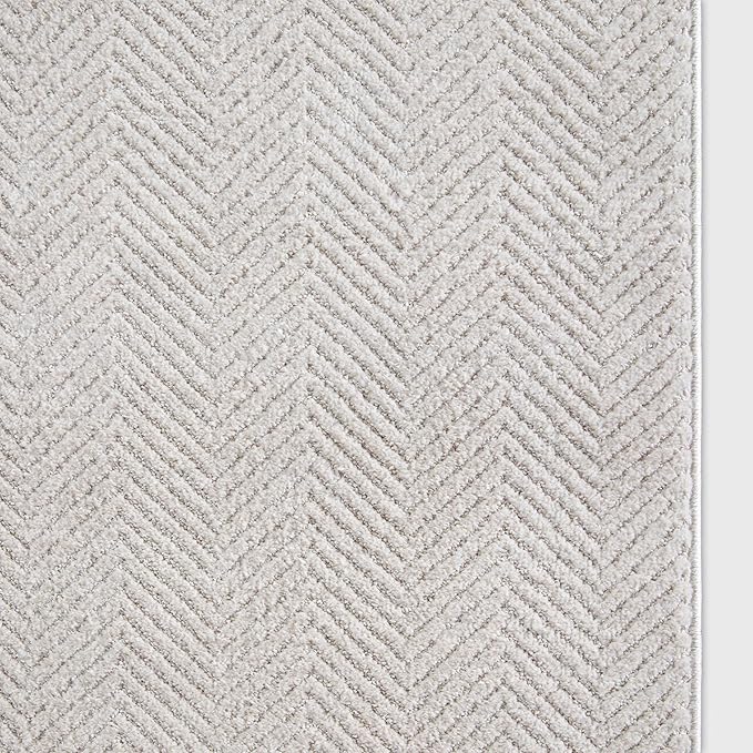 Well Woven Custom Size Hallway & Stair Runner- Harlow Pompeii Ivory 27 Inches Wide x 25 Feet Long Runner (27" x 25') Runner Rug - Modern Chevron Pattern, Ultra-Soft, Easy-Clean