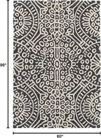 Dash & Albert Temple Charcoal Hand Micro Hooked Wool Rug, 5 X 8 Feet, Grey Geometric Pattern