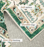 zesthome 6x9 Area Rugs, Machine Washable Rugs for Living Room, Bedroom,Stain Resistant Vintage Large Area Rug,Non-Slip Medallion Pattern Home Decor Rugs (Green,6'x9')