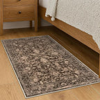 KILOCOCO Small Area Rug 2x3 Entryway Rugs Washable Rug Printed Vintage Floral Non-Slip Kitchen Rug Indoor Door Mat, Accent Throw Small Rugs for Laundry Room Bedroom Entrance, Rust Brown Red
