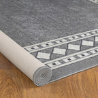 Antep Rugs Alfombras Modern Bordered 3x5 Non-Skid (Non-Slip) Low Profile Pile Rubber Backing Indoor Area Rugs (Gray, 3' x 5')