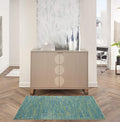 Nourison Home Nourison Essentials Blue Green 3' x 5' Area Rug - Easy Clean, Non Shedding, Bed Room, Living Room, Dining Room, Kitchen (3' x 5')