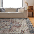 RUGGABLE Washable Area Rug – Kamran Royal Blue 10x14, Stain-Resistant, Non-Slip – Large Machine Washable Rugs for Living Room, Bedroom, Hallway, Entryway & Office–with Cushioned Pad