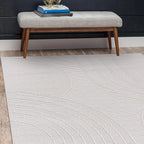 CAMILSON Micro Loop Rug 4x6 Modern Luxury Geometric Arch Area Rugs Soft High and Low Pile Stain Resistant Easy-Cleaning Non-Shedding for Living Room Office Indoor Carpet (4 x 6 / White)