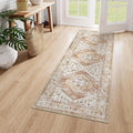 Lahome Boho Washable Runner Rug - 2x6 Hallway Rug Kitchen Runner Non-Slip Throw Thin Bedroom Rugs Laundry Room Oriental Distressed Print Carpet for Entrance Bathroom Living Room