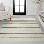JONATHAN Y Williamsburg Minimalist Stripe Cream/Navy Indoor Area Rug, 3x5, Contemporary, Modern, Easy-Cleaning for Living Room, Bedroom, Kitchen, Pet Friendly, Non-Shedding (MOH201E-3)