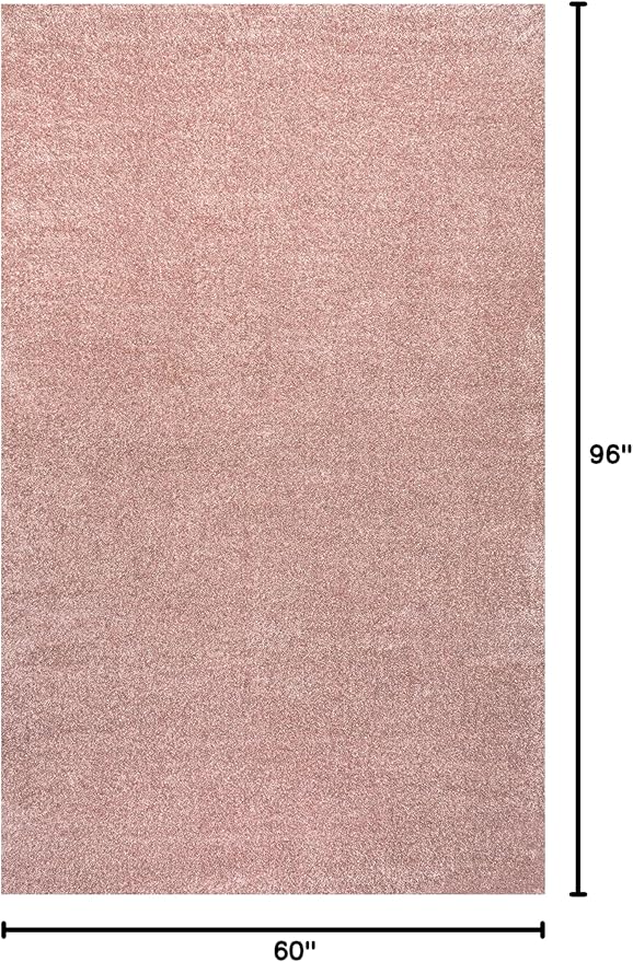 Eyely UES100P-5 Supersoft Haze Solid Low-Pile Indoor Area Rug Casual;Contemporary;Solid;Traditional, Bedroom, Kitchen, Living Room, Easy-Cleaning, Non-Shedding, 5 X 8, Pink