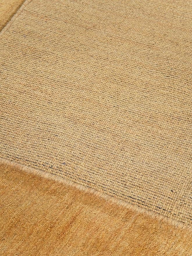 Rugsotic Carpets Hand Knotted Gabbeh Wool 6'x9' Area Rug Solid Gold L00111