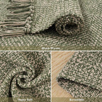 Collive Long Carpet Runners for Hallway 2.6x8ft, Washable Cotton Woven Kitchen Runner Rugs Low-Profile Entryway Rug, Natural/Green Modern Front Door Floor Carpet for Laundry Room Bedroom Doorway