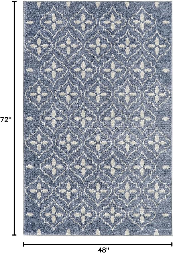 Nourison Home Nourison Essentials Blue Ivory 4' x 6' Area Rug - Easy Clean, Non Shedding, Bed Room, Living Room, Dining Room, Kitchen (4' x 6')