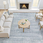 10x14 Area Rugs Living Room: Washable Large Vintage Blue Rug Neutral Non-Slip Soft Stain Resistant Indoor Carpet for Bedroom Nursery Dining Room Under Table Bed Home House Office Playroom