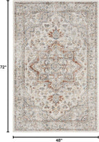 Nourison Home Astra Machine Washable Traditional Grey/Multi 4' x 6' Area Rug, Easy Cleaning, Non Shedding, Bed Room, Living Room, Dining Room, Kitchen (4x6)