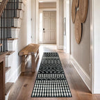 Rugshop Boho Black and White Tribal Area Rug – Geometric Diamond and Stripe Pattern Carpet for Living Room, Bedroom, or Entryway – Soft Modern Bohemian Floor Décor 2' 3" x 8' Runner Black