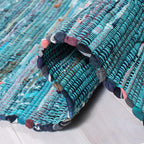 SAFAVIEH Rag Rug Collection Area Rug - 10' x 14', Blue & Multi, Handmade Boho Stripe Cotton, Ideal for High Traffic Areas in Living Room, Bedroom (RAR121B)