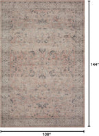 Loloi Hathaway Collection HTH-06 Blush/Multi 9'-0" x 12'-0", .25" Thick Area Rug, Soft, Durable, Printed, Modern, Low Pile, Non-Shedding, Easy Clean, Living Room Rug
