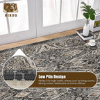 Washable Area Rug 9' x 12' Vintage Traditional Persian Mat - Foldable Distressed Non-Slip Machine Washable Carpet for Living Room Bedroom Kitchen Home Decor - Ebony and Taupe