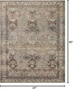 Loloi Amber Lewis Billie Collection, Clay & Sage 2'-3" x 3'-9" Area Rug – Antique & Distressed Accent Rugs for Living Room, Bedroom, Entryway & Hallway, No Shed High Traffic Area Home Decor Rug