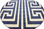 Unique Loom Athens Collection Classic Geometric Modern Border Design Area Rug (6' 0 x 6' 0 Round, Navy Blue/ Beige)