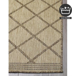 FH Home Flat Woven Outdoor Rug - Waterproof, Easy to Clean, Stain Resistant - Premium Polypropylene Yarn - Moroccan Geo Lattice - Patio,Deck,Porch,Balcony,Laundry - Tunis - Sand - 3ft 11 in x 5ft 6in