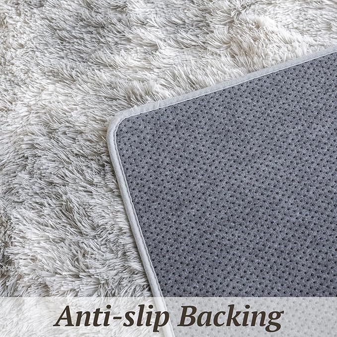 8x10 Area Rugs for Living Room Bedroom, Soft Fluffy Shaggy Bedside Rug, Indoor Floor Carpet for Kids Playroom, Dorms, Nursery Rooms, Home Decor (Tie-Dyed Light Grey 8'x10')