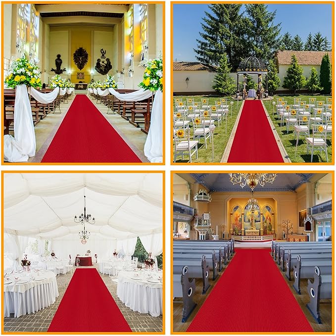 Ottomanson 6'6" x 22' Hallway Runner with Scraper Pile Extra Durable Non-Slip Rug Mat for Indoor & Outdoor Use - Ideal for Kitchen, Entryway, Patio & Garage - High-Traffic Carpet, Red