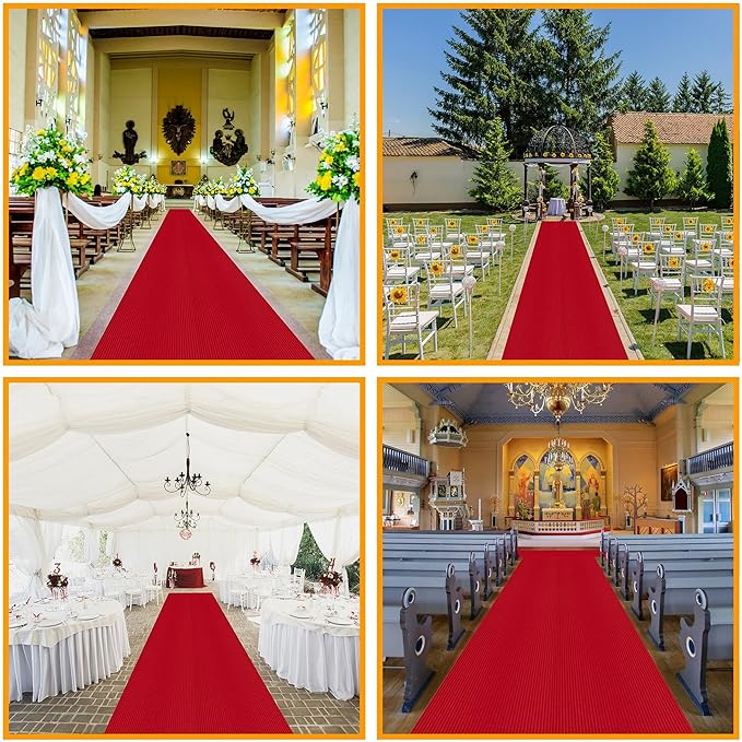 Ottomanson 6'6" x 48' Hallway Runner with Scraper Pile Extra Durable Non-Slip Rug Mat for Indoor & Outdoor Use - Ideal for Kitchen, Entryway, Patio & Garage - High-Traffic Carpet, Red
