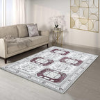 Fame Living Faded Oushak Rug, Turkish Vintage Floral Pastel Large Oversized Area Rugs for Living Room Dining Bedroom Kitchen Bathroom Nursery (848CrRd, 5'9" x 8'9")