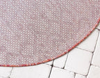 Unique Loom Outdoor Trellis Collection Area Rug - Tribal Trellis (7' 10" Round, Rust Red/ Ivory)