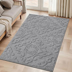 COSY HOMEER Door Mat 36”x60”,Absorbent Dirt Trapper Entryway Rugs,Non-Slip Welcome Mat,Washable Entry Rugs,Low Pile Doormat for Front Back Door,Wet Shoes & Paws,Grey